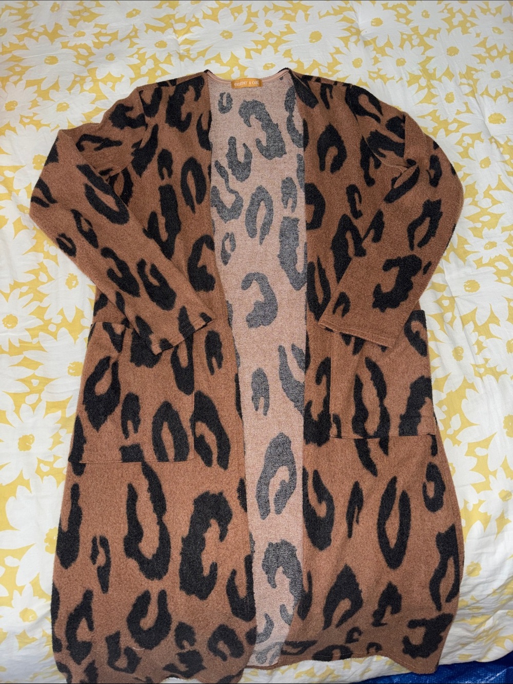 Leopard Print Open-Front Cardigan Sweater
